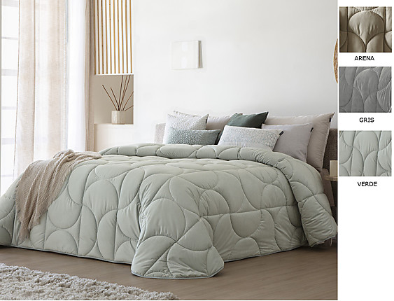 Antilo Textil - Edredón nórdico de terciopelo Arni color Arena, Gris o Verde