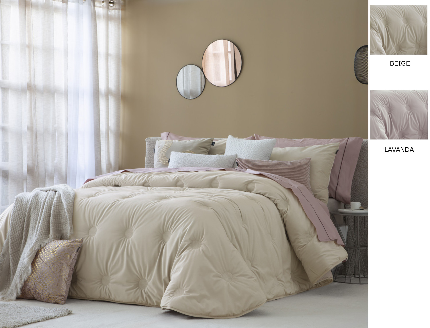 Antilo Textil Edredón nórdico de terciopelo Odin color Beige o Lavanda