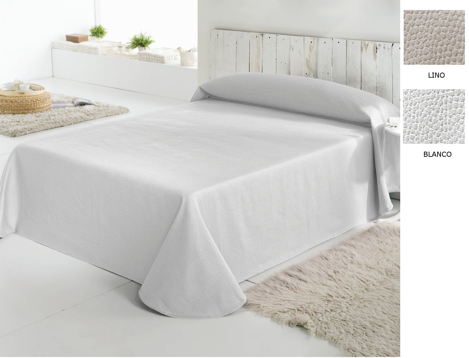 FunDeco Colcha Jacquard Trébol color Blanco o Lino