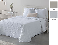 Edredón bouti Adelia con puntilla y funda/s de cojín color Blanco o Lino