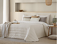 Edredón bouti Sophie con bordado y fundas de cojín color Blanco o Beige