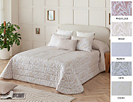 Edredón jacquard Palermo 200gr con fundas de cojín color Blanco, Beige, Maquillaje, Gris o Crema