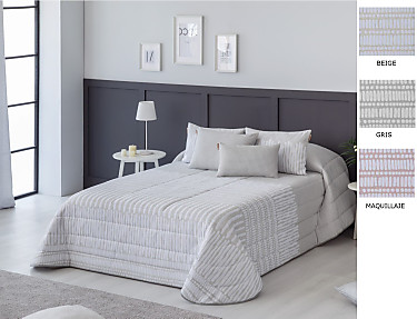 Textilia - Edredón jacquard Milan 200gr con fundas de cojín color Beige, Maquillaje o Gris