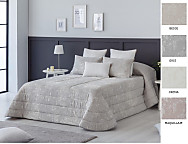 Edredón jacquard Bari 200gr con fundas de cojín color Beige, Crema, Gris o Maquillaje