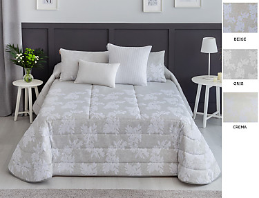 Textilia - Edredón jacquard Pisa 200gr con fundas de cojín color Beige, Gris o Crema