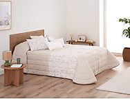 Edredón jacquard Cristobal 200gr con fundas de cojín color Beige, Maquillaje o Gris