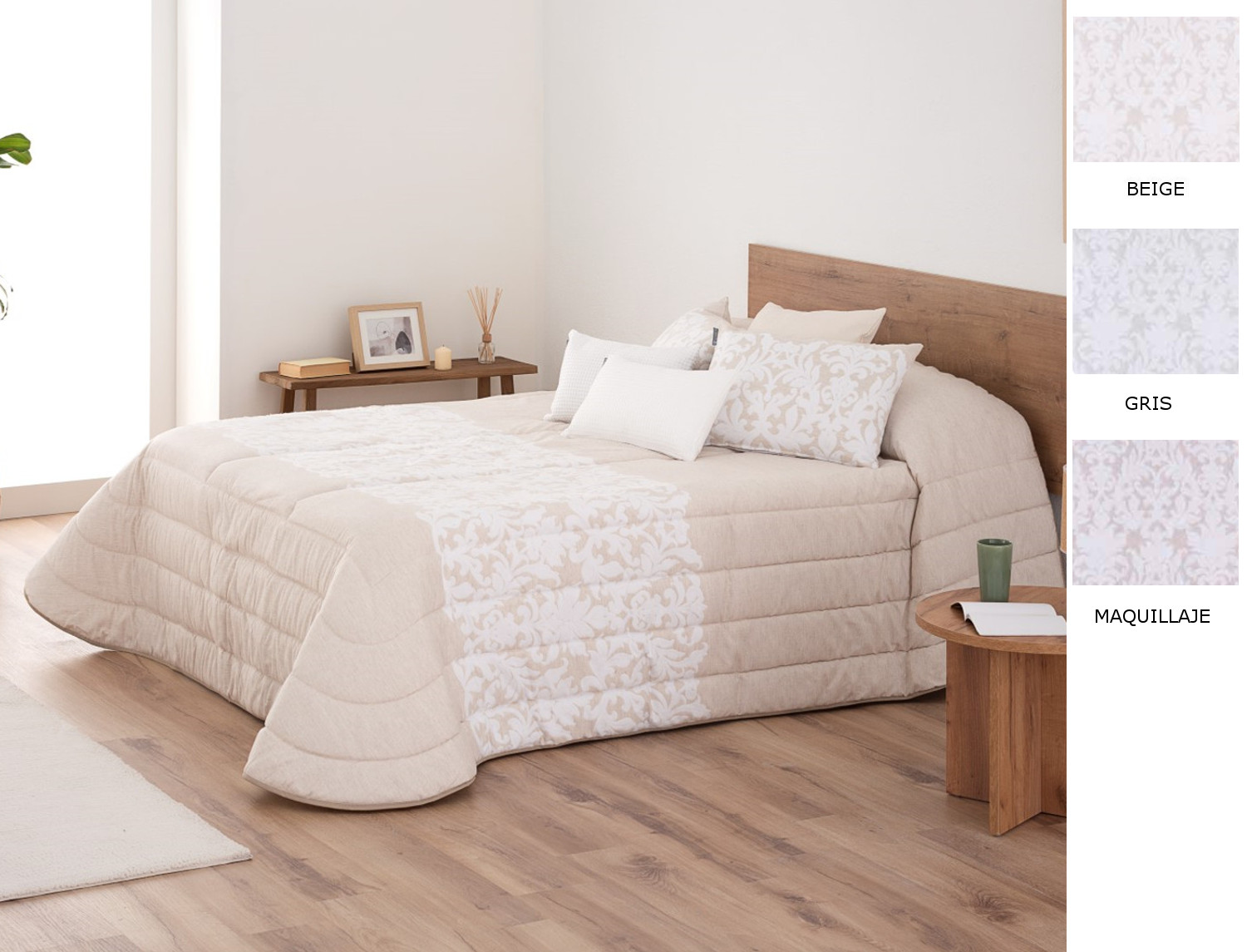 Textilia Edredón Sherpa Jacquard Cristobal con fundas de cojín color Beige, Maquillaje o Gris