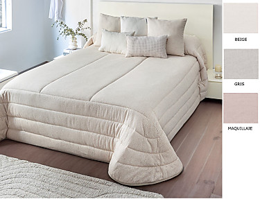 Textilia - Edredón Sherpa Jacquard Nelson con fundas de cojín color Beige, Maquillaje o Gris