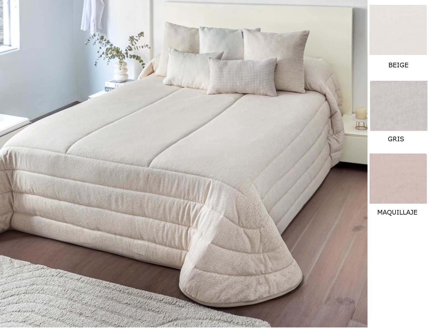 Textilia Edredón Sherpa Jacquard Nelson con fundas de cojín color Beige, Maquillaje o Gris