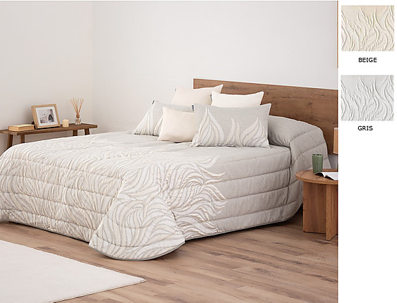 Textilia - Bouti jacquard Edison 100gr con fundas de cojín color Beige o Gris