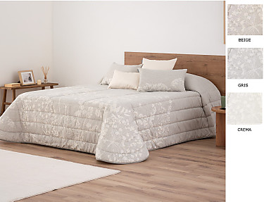 Textilia - Edredón jacquard Morgan 200gr con fundas de cojín color Beige, Crema o Gris