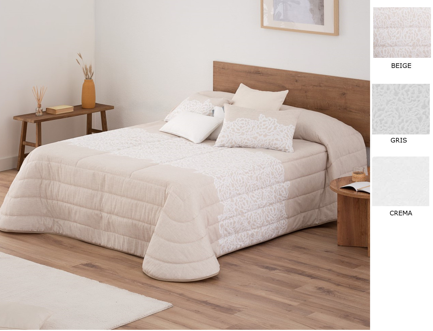 Textilia Bouti jacquard Lenin 100gr con fundas de cojín color Beige, Gris o Crema