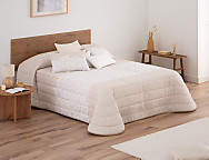Edredón Sherpa Jacquard Lenin con fundas de cojín color Beige, Gris o Crema