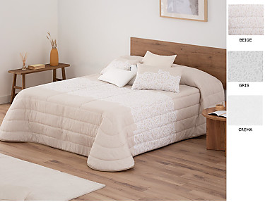 Textilia - Edredón Sherpa Jacquard Lenin con fundas de cojín color Beige, Gris o Crema