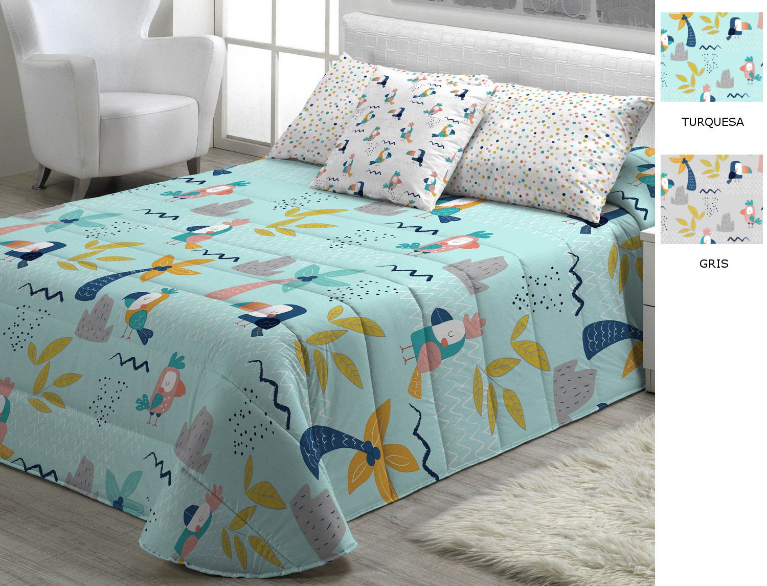 Cañete Confortino Aloha A color Gris o Turquesa