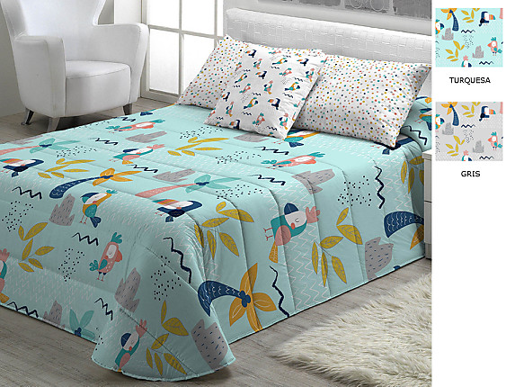Cañete - Edredón o Conforter Aloha A color Gris o Turquesa