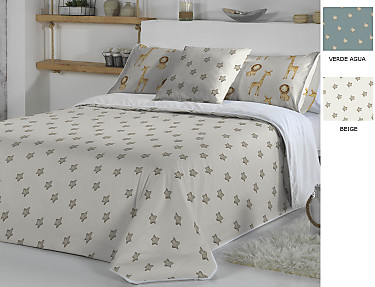 Cañete - Funda nórdica Bas A color Beige o Verde agua