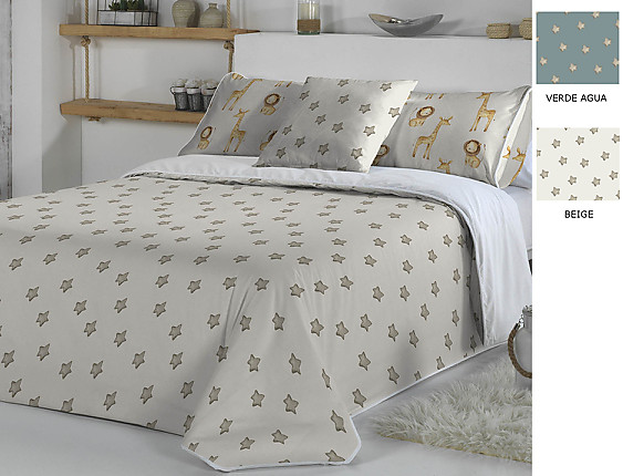 Cañete - Funda nórdica Bas A color Beige o Verde agua