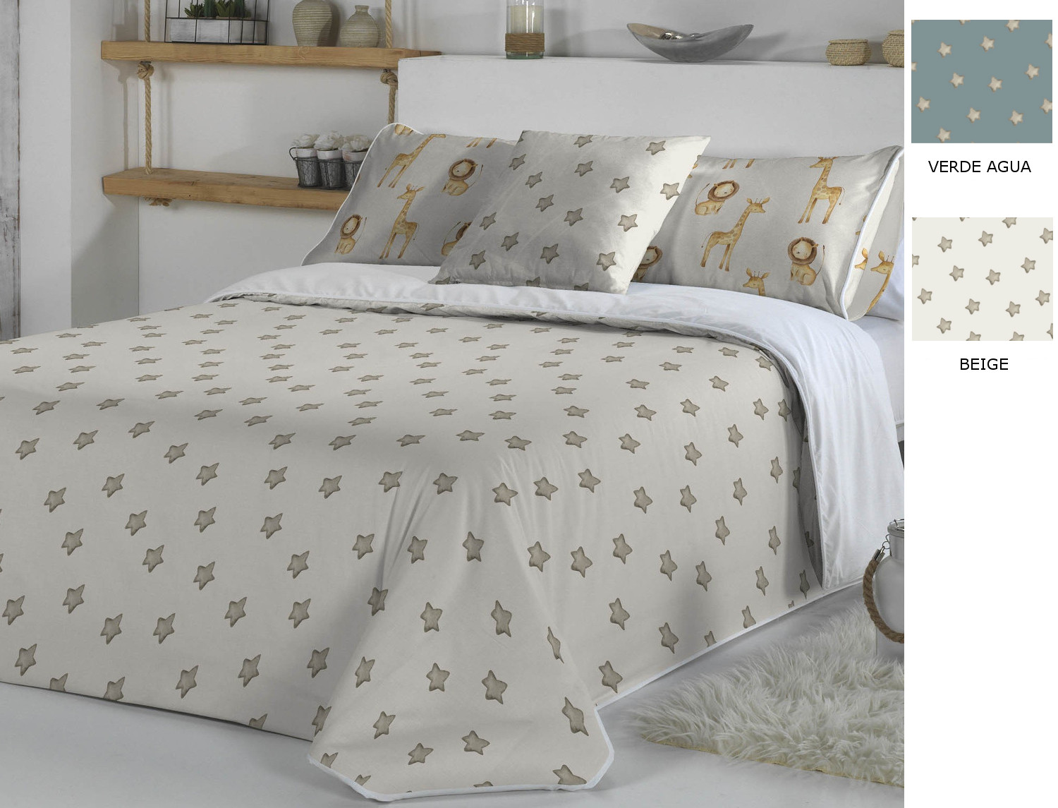 Cañete Funda nórdica Bas A color Beige o Verde agua