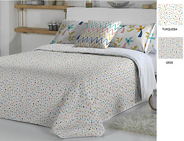 Cañete - Funda nórdica Moku A color Gris o Turquesa