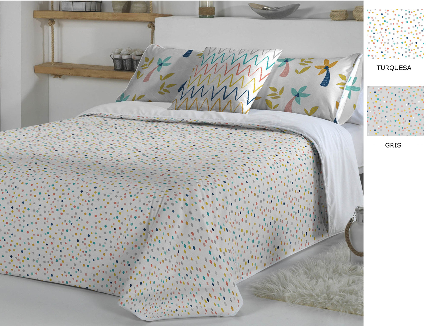 Cañete Funda nórdica Moku A color Gris o Turquesa