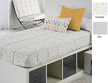 Cañete - Edredón ajustable Moku A color Gris o Turquesa