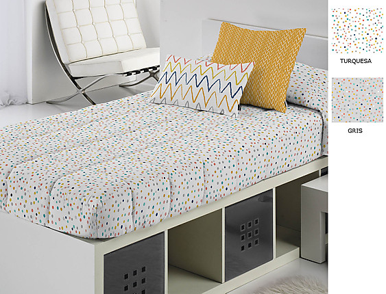 Cañete - Edredón ajustable Moku A color Gris o Turquesa