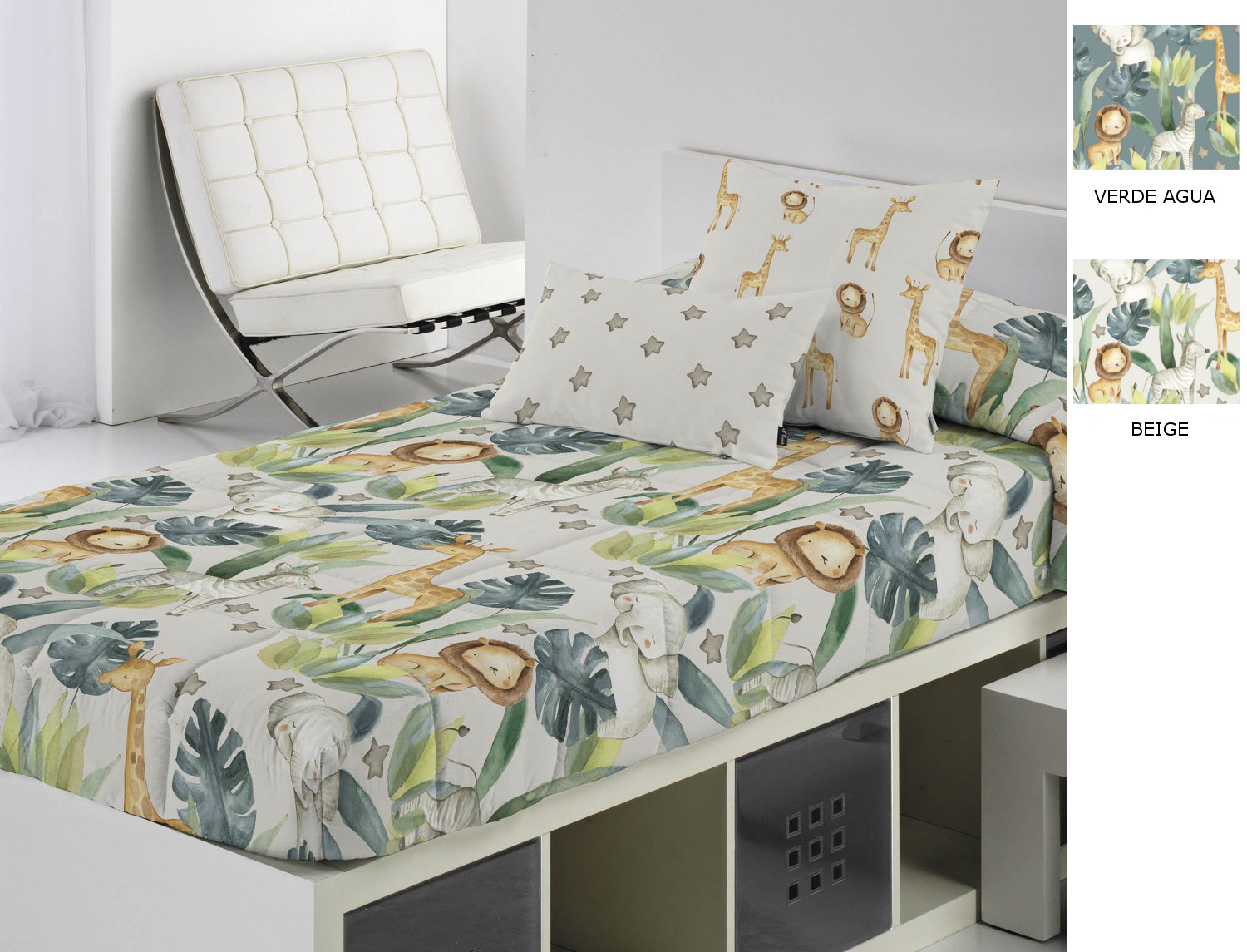 Cañete Edredón ajustable Simba A color Beige o Verde agua
