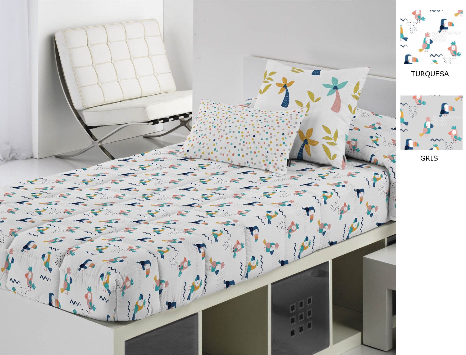 Cañete Edredón ajustable Sole A Gris o Turquesa