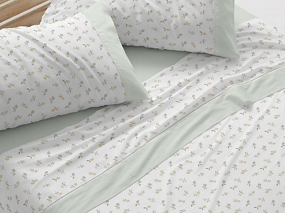 Burrito Blanco - Juego de cama invierno franela 100% algodón 578 color Menta Oferta hasta fin de existencias