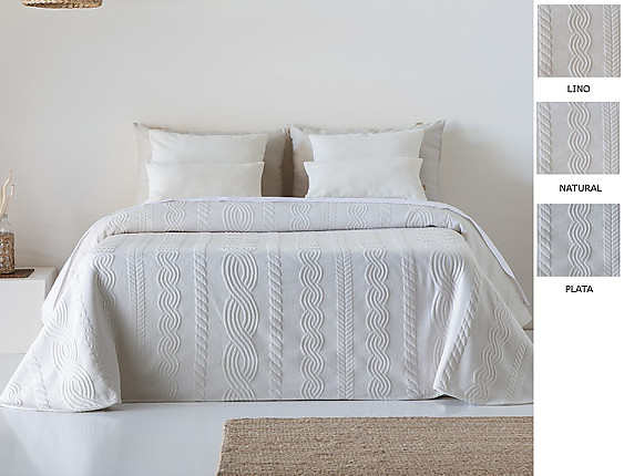 Cañete - Colcha capa 100% Algodón Treser color Lino, Natural o Plata