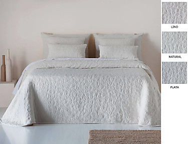 Cañete - Colcha capa 100% Algodón Claira color Lino, Natural o Plata