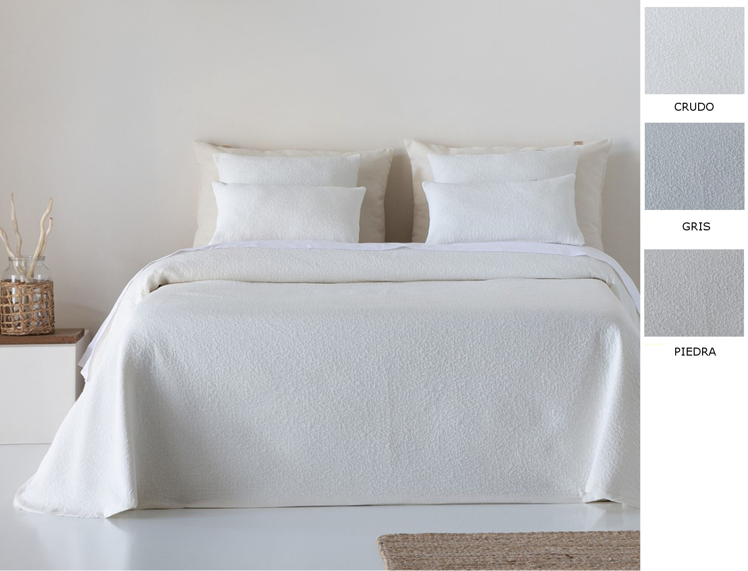 Cañete Colcha capa Revot color Crudo, Piedra o Gris claro