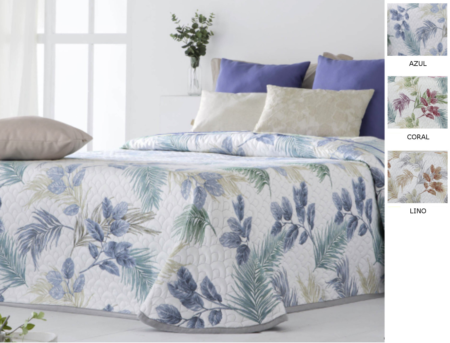 Cañete Colcha capa Segra color Azul, Coral o Lino