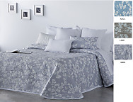 Colcha Jacquard Lemas color Azul, Gris o Lino
