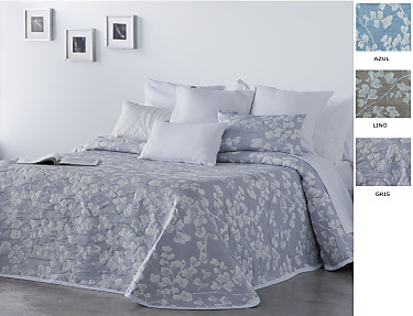 Cañete - Colcha Jacquard Lemas color Azul, Gris o Lino