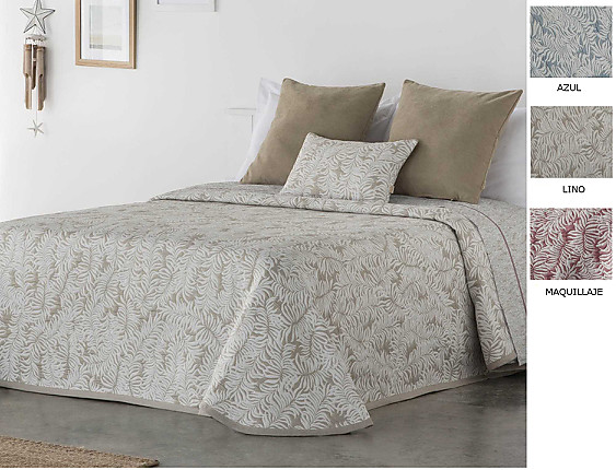 Cañete - Colcha Jacquard Noya color Azul, Lino o Maquillaje