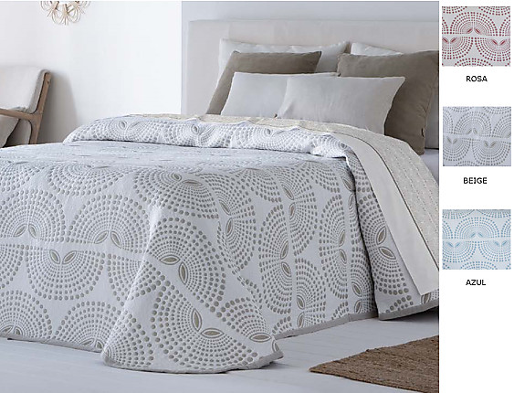 Cañete - Colcha Jacquard Lorba color Azul, Beige o Rosa