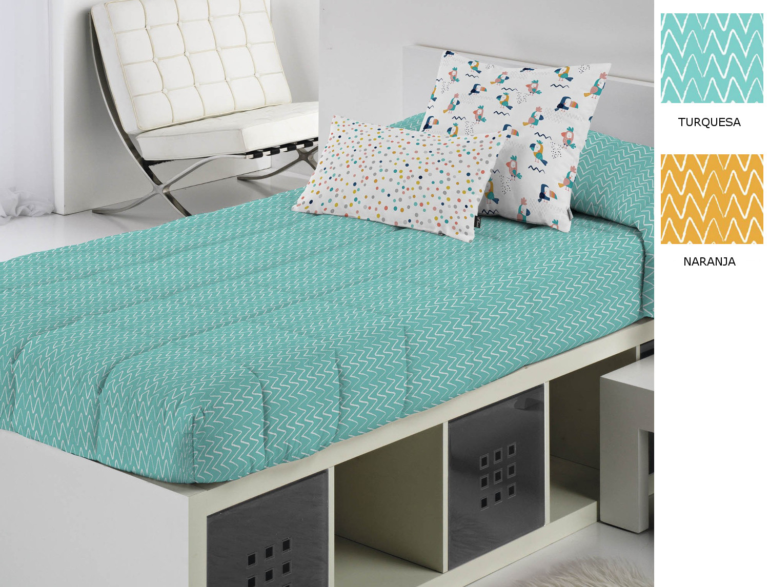 Cañete Edredón ajustable Hana color Naranja o Turquesa