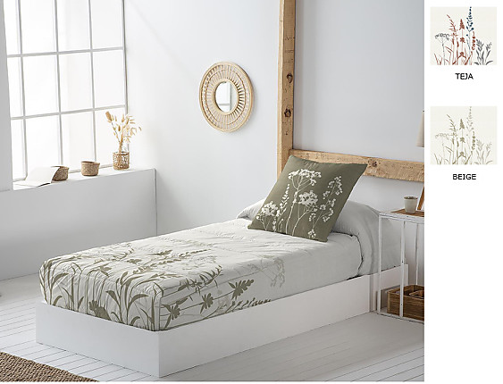 JVR - Edredón ajustable 100% Algodón Anna color Beige o Teja