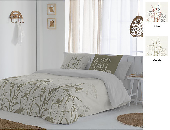 JVR - Funda nórdica 100% algodón Anna color Beige o Teja