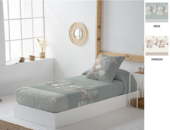 JVR - Edredón ajustable 100% Algodón Ari color Gris o Marrón