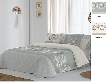 JVR - Funda nórdica 100% algodón Ari color Gris o Marrón