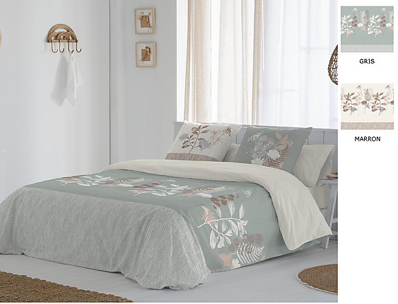 JVR - Funda nórdica 100% algodón Ari color Gris o Marrón