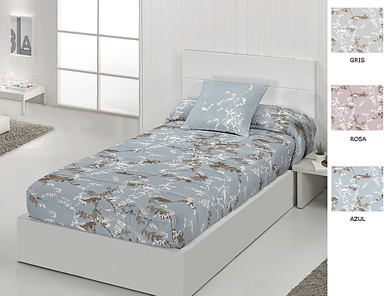 JVR - Edredón ajustable 100% Algodón Chloe color Azul, Gris o Rosa