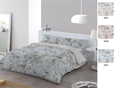 JVR - Funda nórdica 100% algodón Chloe color Azul, Gris o Rosa