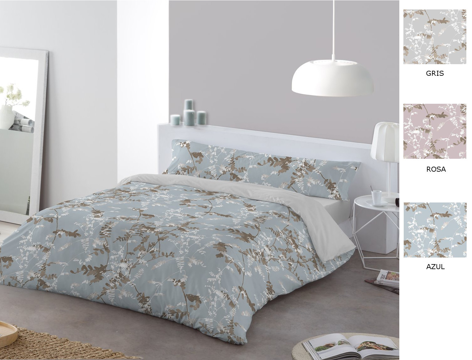 JVR Funda nórdica 100% algodón Chloe color Azul, Gris o Rosa