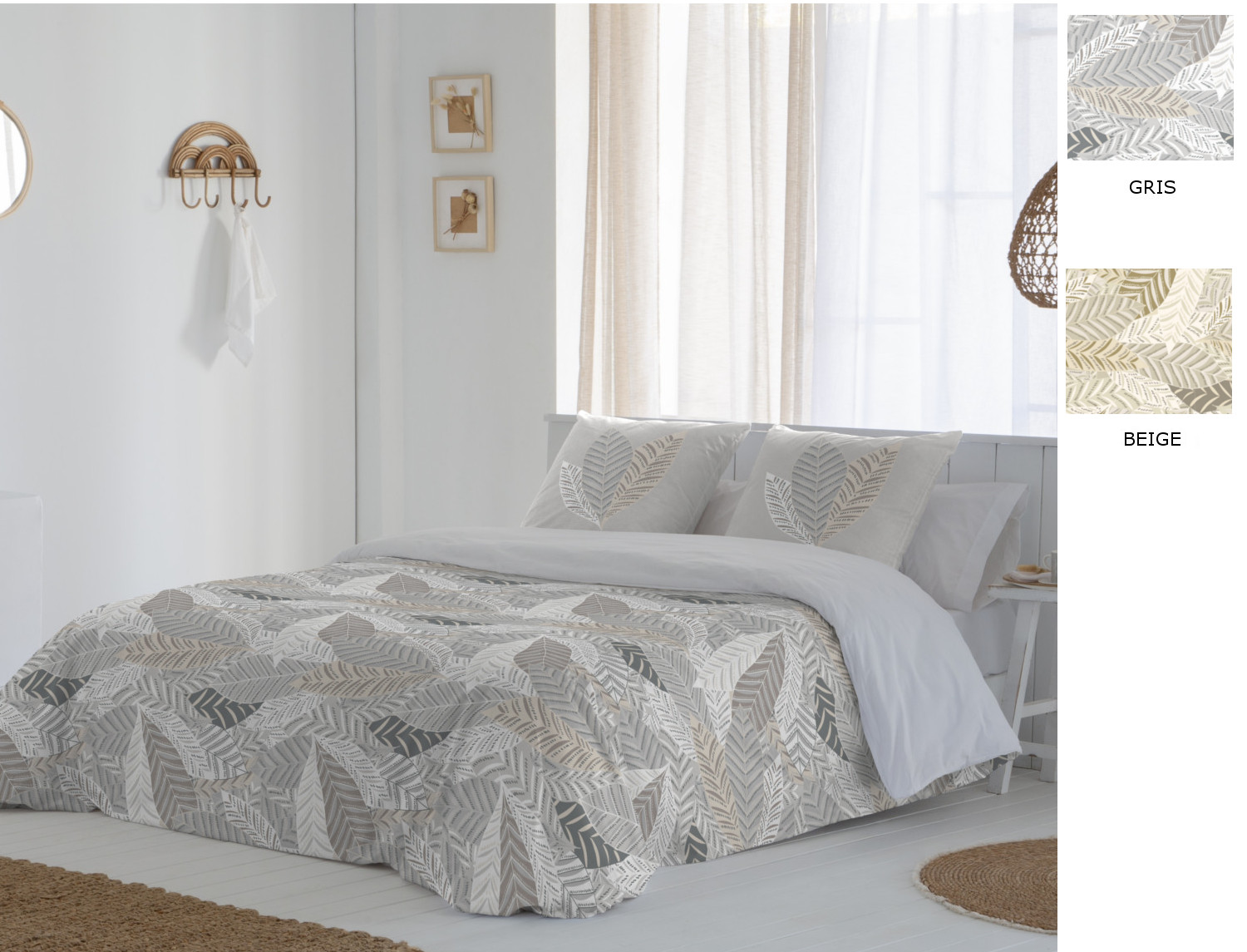 JVR Funda nórdica 100% algodón Delhi color Beige o Gris