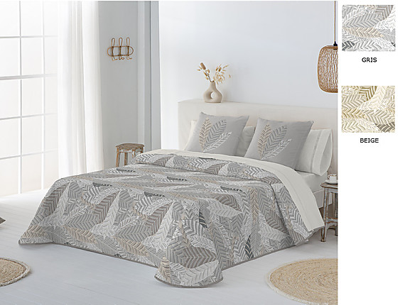 JVR - Edredón 240gr 100% algodón Delhi color Beige o Gris