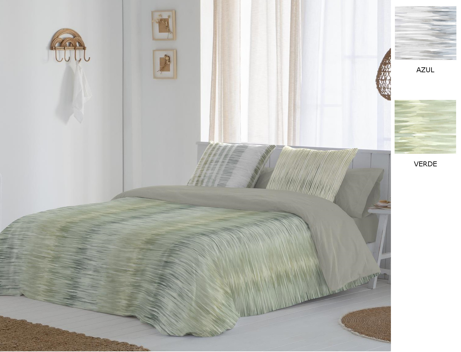 JVR Funda nórdica 100% algodón Einar color Azul o Verde